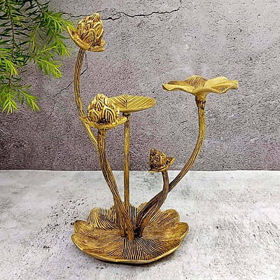 Brass Lotus Decor - 11 inch Height | Exquisite Brass Decor for Home or Office Brass Lotus Decor - 11 inch Height | Exquisite Brass Decor for Home or Office