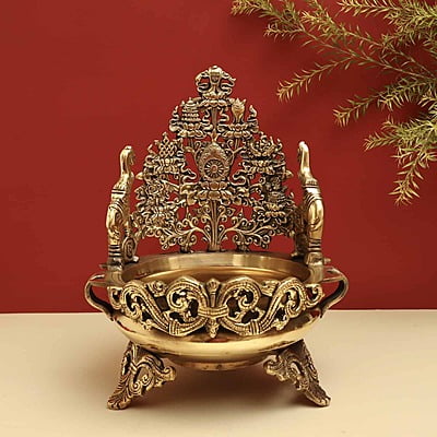 Brass Elephant Designer Urli Decorative Bowl - 12 inch Height | Majestic Brass Urli Decorative Bowl with Elephant Design for Royal Decor Brass Elephant Designer Urli Decorative Bowl - 12 inch Height | Majestic Brass Urli Decorative Bowl with Elephant Design for Royal Decor