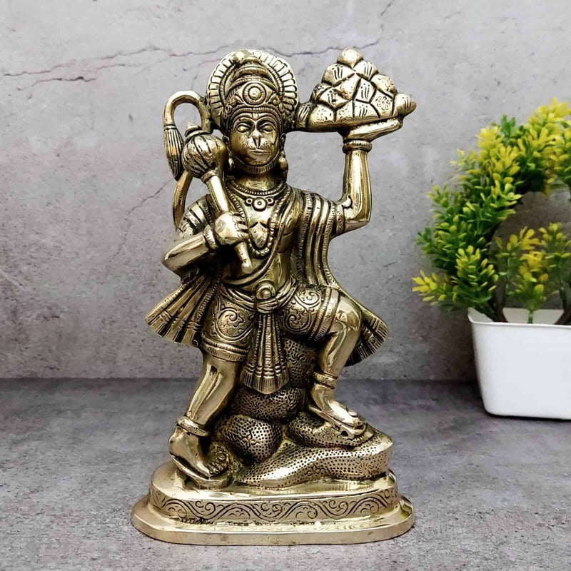 Brass Hanuman Idol - 9 inch Height | Sacred Brass Hanuman Statue for Strength and Devotion Brass Hanuman Idol - 9 inch Height | Sacred Brass Hanuman Statue for Strength and Devotion