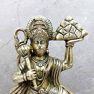 Brass Hanuman Idol - 9 inch Height | Sacred Brass Hanuman Statue for Strength and Devotion Brass Hanuman Idol - 9 inch Height | Sacred Brass Hanuman Statue for Strength and Devotion