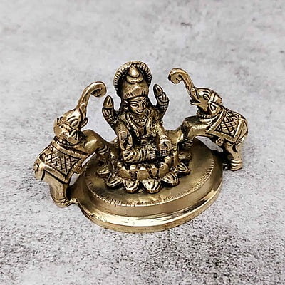 Brass Gaja Lakshmi Idol - 2.2 inch Height | Auspicious Brass Gaja Lakshmi Idol for Prosperity and Wealth Brass Gaja Lakshmi Idol - 2.2 inch Height | Auspicious Brass Gaja Lakshmi Idol for Prosperity and Wealth