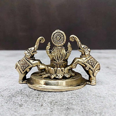 Brass Gaja Lakshmi Idol - 2.2 inch Height | Auspicious Brass Gaja Lakshmi Idol for Prosperity and Wealth Brass Gaja Lakshmi Idol - 2.2 inch Height | Auspicious Brass Gaja Lakshmi Idol for Prosperity and Wealth