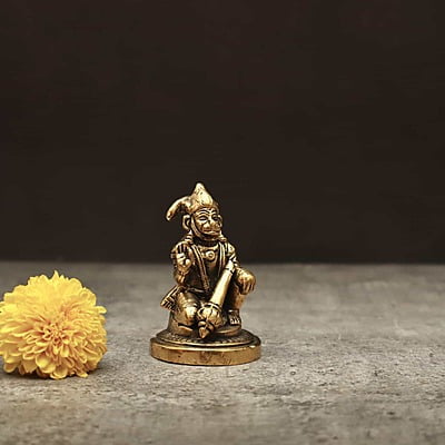 Brass Sitting God Hanuman Idol - 3 inch Height | Majestic Brass Idol of Sitting Lord Hanuman for Devotional Adornment Brass Sitting God Hanuman Idol - 3 inch Height | Majestic Brass Idol of Sitting Lord Hanuman for Devotional Adornment