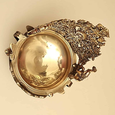 Brass Elephant Designer Urli Decorative Bowl - 12 inch Height | Majestic Brass Urli Decorative Bowl with Elephant Design for Royal Decor Brass Elephant Designer Urli Decorative Bowl - 12 inch Height | Majestic Brass Urli Decorative Bowl with Elephant Design for Royal Decor