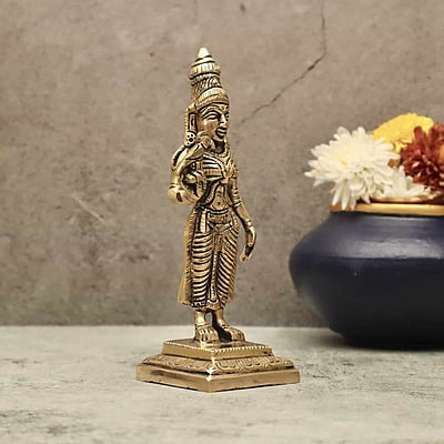 Brass Madurai Meenakshi Devi - 7 inch Height | Ornate Brass Idol of Madurai Meenakshi Devi for Sacred Devotion Brass Madurai Meenakshi Devi - 7 inch Height | Ornate Brass Idol of Madurai Meenakshi Devi for Sacred Devotion