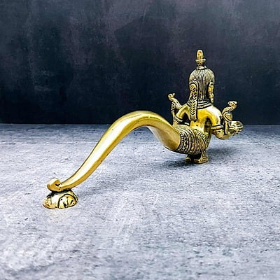 Brass Naga Kanya Diya - 4.3 inch Height | Serpent Goddess Brass Diya for Sacred Illumination Brass Naga Kanya Diya - 4.3 inch Height | Serpent Goddess Brass Diya for Sacred Illumination