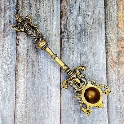 Brass Super Fine Vishnu Murti Aarti Spoon - 11 inch Height | Sacred Ritual Brass Super Fine Vishnu Murti Aarti Spoon - 11 inch Height | Sacred Ritual