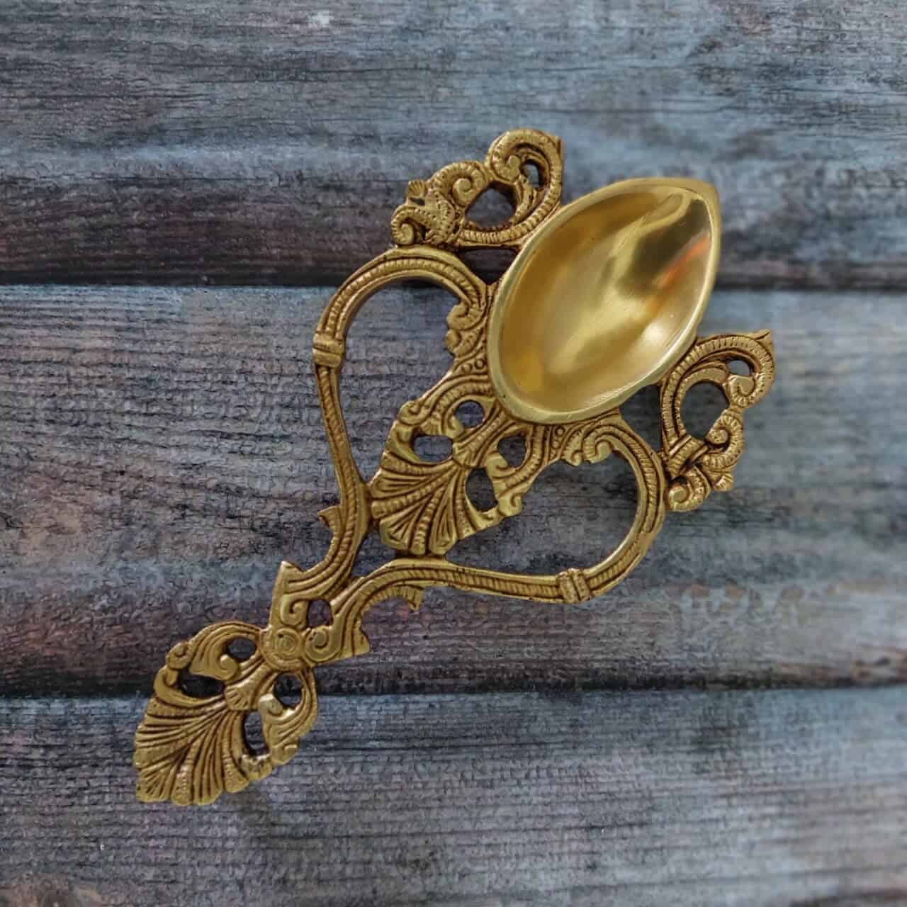 Brass Pooja Chammach/Spoon/Harathi - 7.7 inch Length | Ritual Essential Brass Pooja Chammach/Spoon/Harathi - 7.7 inch Length | Ritual Essential