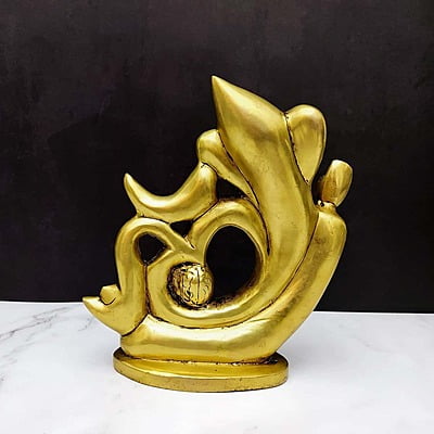 Brass Om Ganesha - 7.4 inch Height | Sacred Symbol of Ganesha with Om Design Brass Om Ganesha - 7.4 inch Height | Sacred Symbol of Ganesha with Om Design
