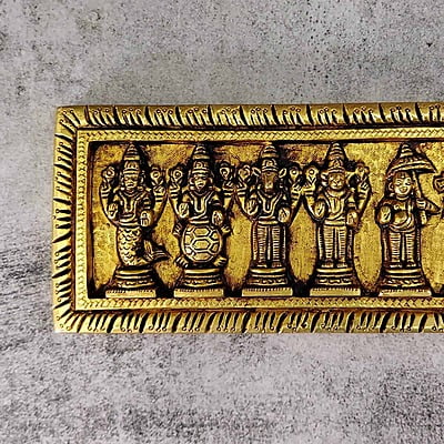 Brass Dashavatar Wall Decor Plate - 4 inch Height | Intricate Brass Wall Plate with Dashavatar Design Brass Dashavatar Wall Decor Plate - 4 inch Height | Intricate Brass Wall Plate with Dashavatar Design