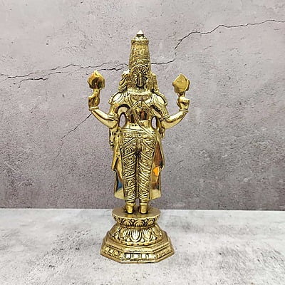 Brass Tirupati Balaji / Venkateshwara - 11 inch Height | Majestic Brass Statue of Tirupati Balaji/Venkateshwara for Sacred Decor Brass Tirupati Balaji / Venkateshwara - 11 inch Height | Majestic Brass Statue of Tirupati Balaji/Venkateshwara for Sacred Decor
