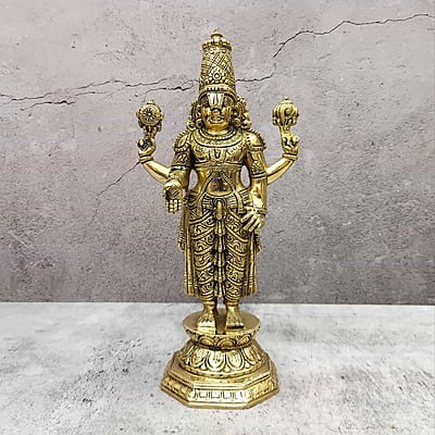 Brass Tirupati Balaji / Venkateshwara - 11 inch Height | Majestic Brass Statue of Tirupati Balaji/Venkateshwara for Sacred Decor Brass Tirupati Balaji / Venkateshwara - 11 inch Height | Majestic Brass Statue of Tirupati Balaji/Venkateshwara for Sacred Decor