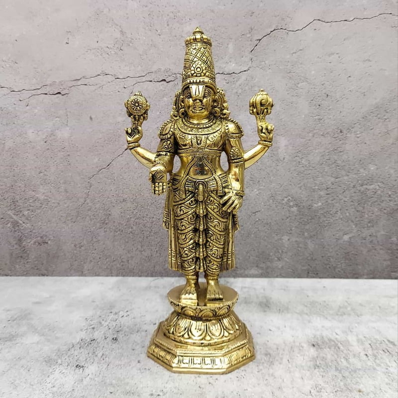 Brass Tirupati Balaji / Venkateshwara - 11 inch Height | Majestic Brass Statue of Tirupati Balaji/Venkateshwara for Sacred Decor Brass Tirupati Balaji / Venkateshwara - 11 inch Height | Majestic Brass Statue of Tirupati Balaji/Venkateshwara for Sacred Decor