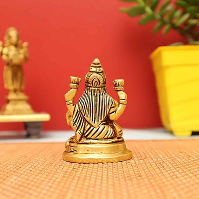 Sacred Lakshmi Statue in Brass - 3 inch Height