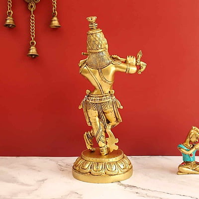 Radiant Krishna in Brass - 13 Inch Height Radiant Krishna in Brass - 13 Inch Height