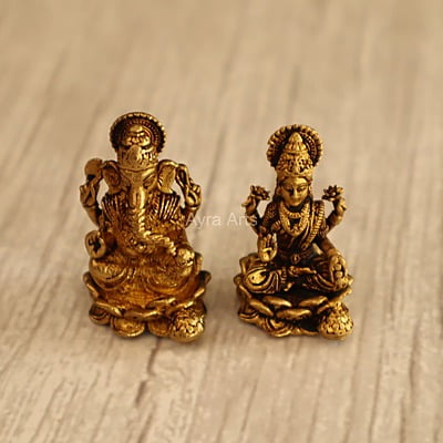 Premium Light Weight Lakshmi Ganesh Idols Pair - 1 Inch Height Premium Light Weight Lakshmi Ganesh Idols Pair - 1 Inch Height