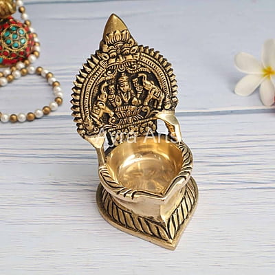 Brass Gaja Lakshmi Deepam 5.2inch Height Brass Gaja Lakshmi Deepam 5.2inch Height