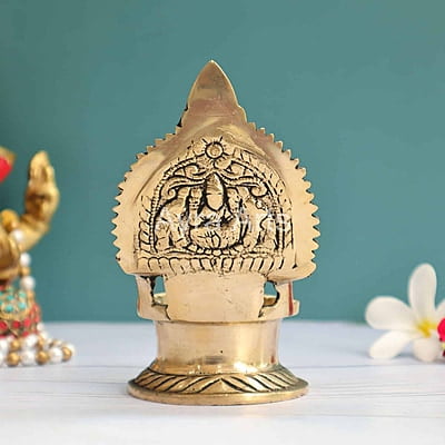 Brass Gaja Lakshmi Deepam 5.2inch Height Brass Gaja Lakshmi Deepam 5.2inch Height