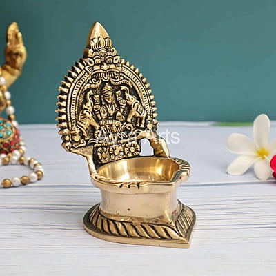 Brass Gaja Lakshmi Deepam 5.2inch Height Brass Gaja Lakshmi Deepam 5.2inch Height