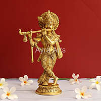 ARTVARKO™ Lord Murli Manohar Krishna Krishan Brass Statue Murti Gift & Home Décor Big Size