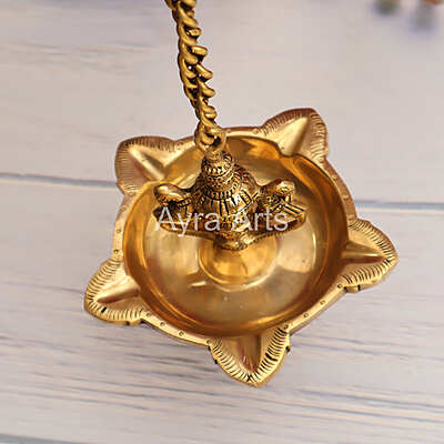Five Oil Wick Hanging Bird Lamp With Chain - 26 Inch Height Five Oil Wick Hanging Bird Lamp With Chain - 26 Inch Height
