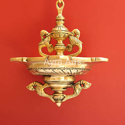 Five Oil Wick Hanging Bird Lamp With Chain - 26 Inch Height Five Oil Wick Hanging Bird Lamp With Chain - 26 Inch Height