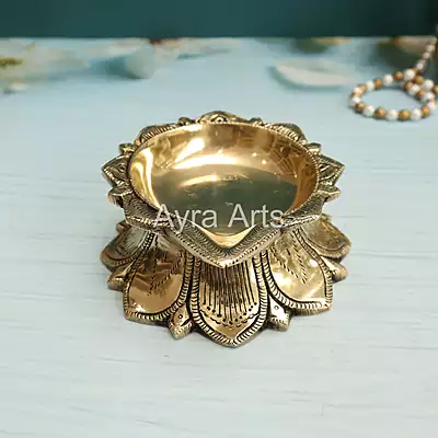 Beautiful Superfine Brass Lotus Oil Lamp Diya - 2 Inch Height Beautiful Superfine Brass Lotus Oil Lamp Diya - 2 Inch Height