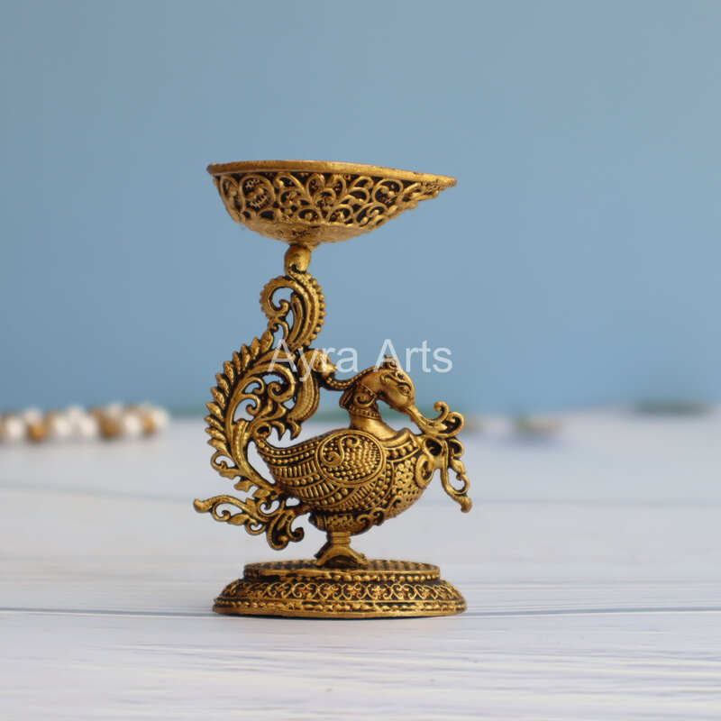 Premium Light Weight Brass Swan Deepak - 3.5 Inch Height Premium Light Weight Brass Swan Deepak - 3.5 Inch Height
