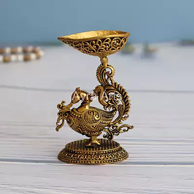 Premium Light Weight Brass Swan Deepak - 3.5 Inch Height Premium Light Weight Brass Swan Deepak - 3.5 Inch Height