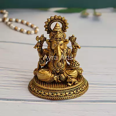 Premium Light Weight Brass Ganesh Idol - 4.5 Inch Height Premium Light Weight Brass Ganesh Idol - 4.5 Inch Height