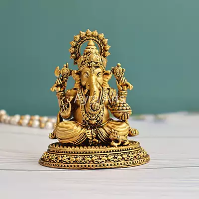 Premium Light Weight Brass Ganesh Idol - 4.5 Inch Height