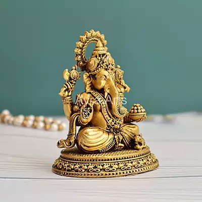 Premium Light Weight Brass Ganesh Idol - 4.5 Inch Height Premium Light Weight Brass Ganesh Idol - 4.5 Inch Height