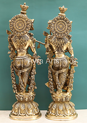 Stunning Brass Shree Radha Krishna Idol - 26 Inch Height Stunning Brass Shree Radha Krishna Idol - 26 Inch Height