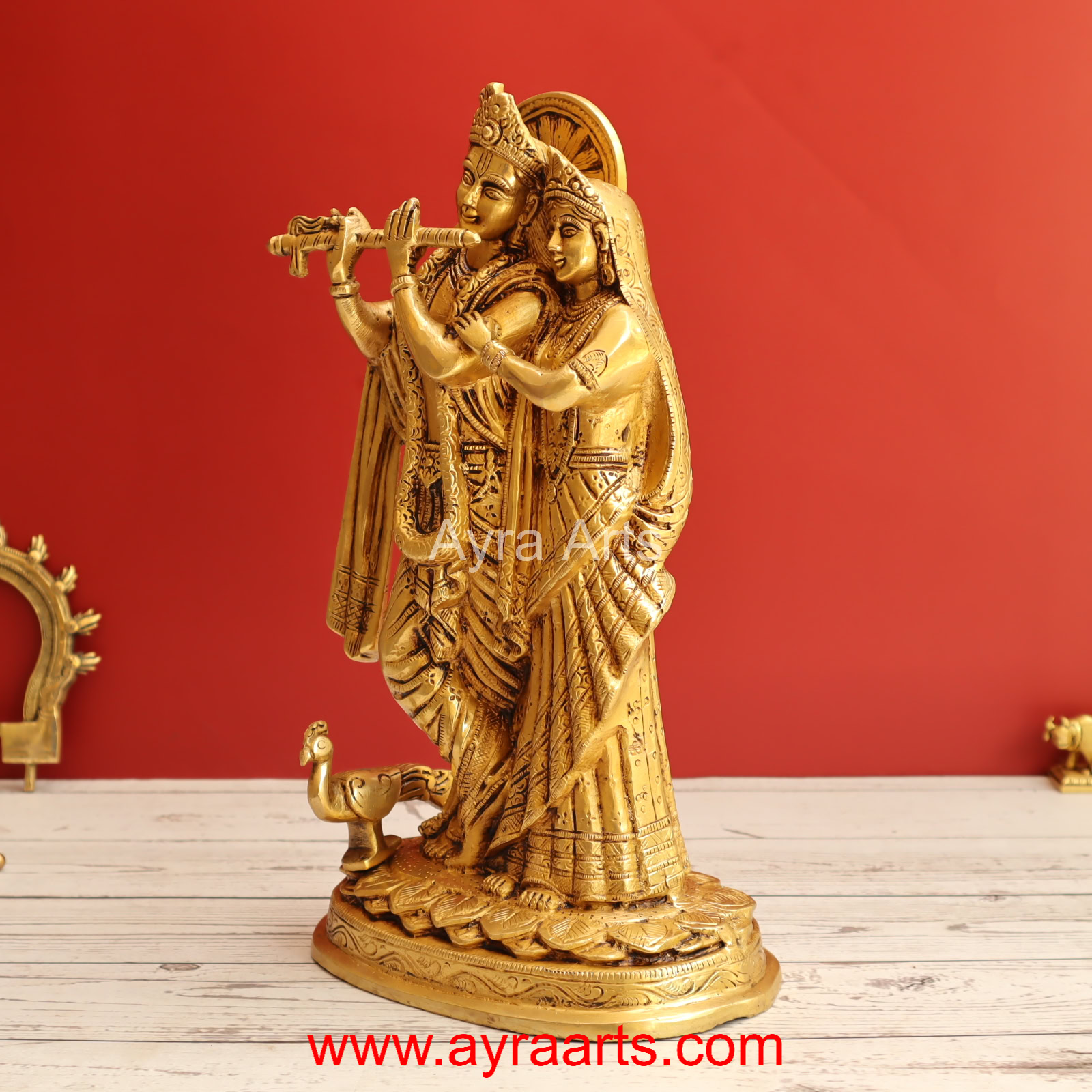 Divine Beauty Radha Krishna Idol Standing Pose Brass Idol - 12 Inch Height Divine Beauty Radha Krishna Idol Standing Pose Brass Idol - 12 Inch Height