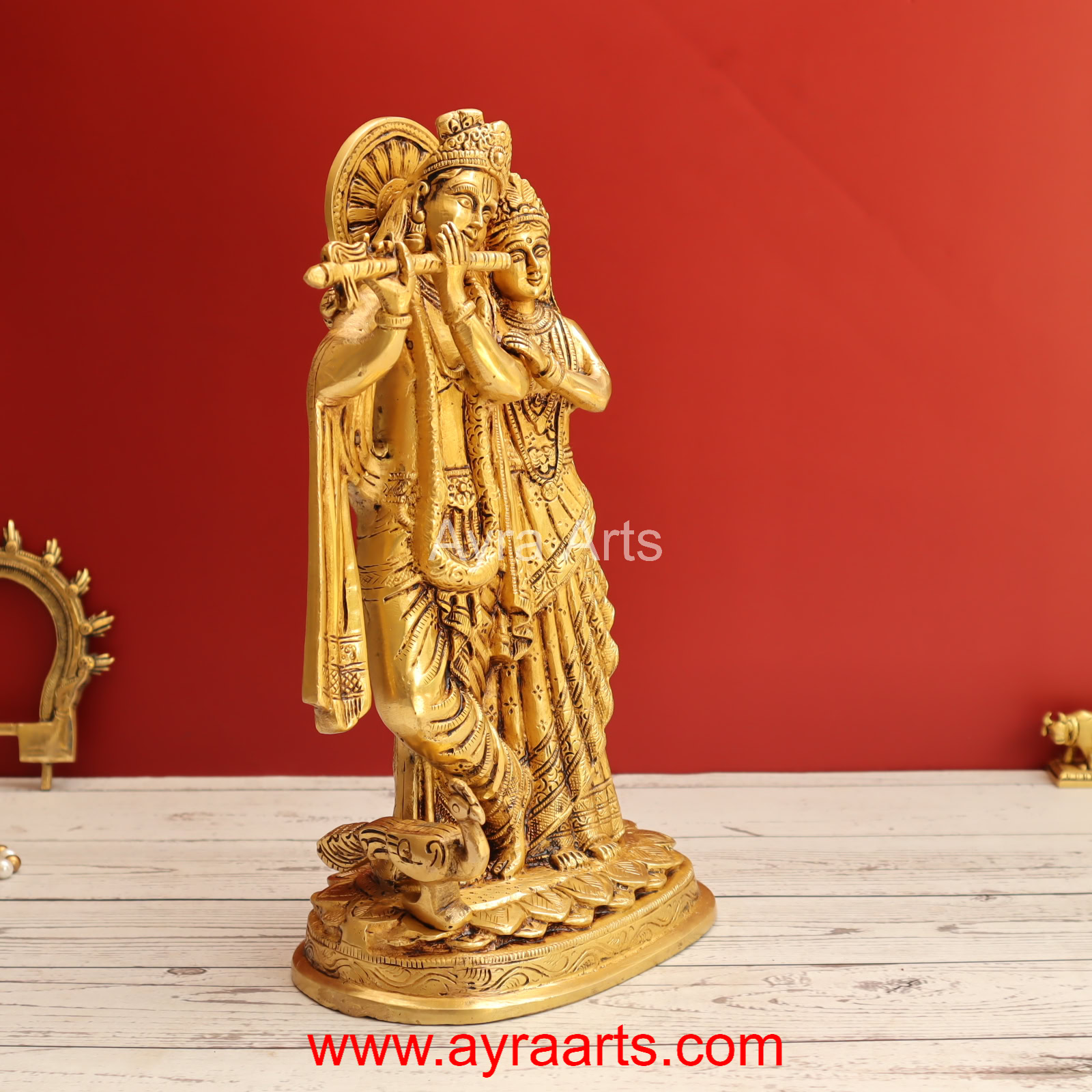Divine Beauty Radha Krishna Idol Standing Pose Brass Idol - 12 Inch Height Divine Beauty Radha Krishna Idol Standing Pose Brass Idol - 12 Inch Height