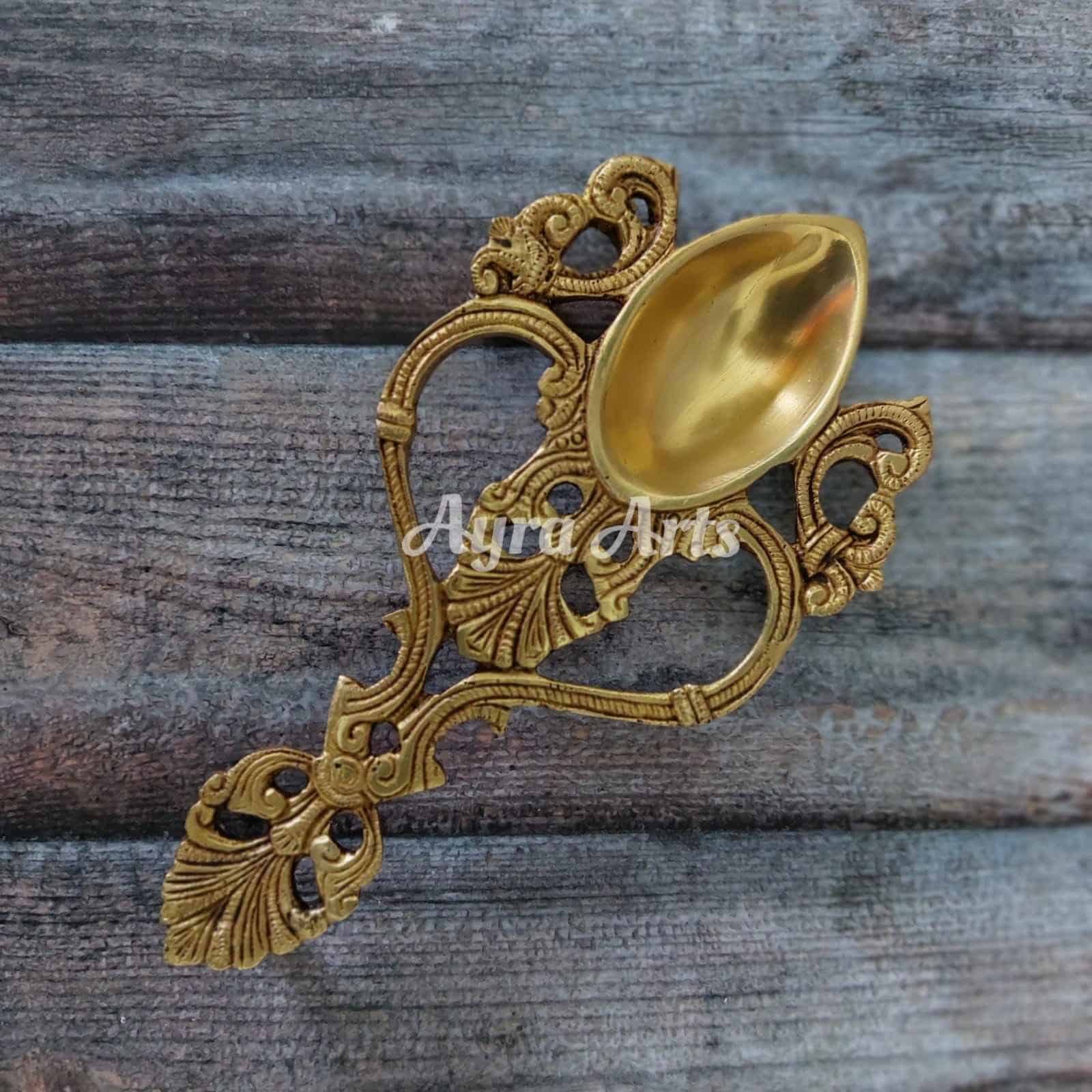Brass Pooja Chammach/Spoon/Harathi - 7.7 inch Length | Ritual Essential Brass Pooja Chammach/Spoon/Harathi - 7.7 inch Length | Ritual Essential