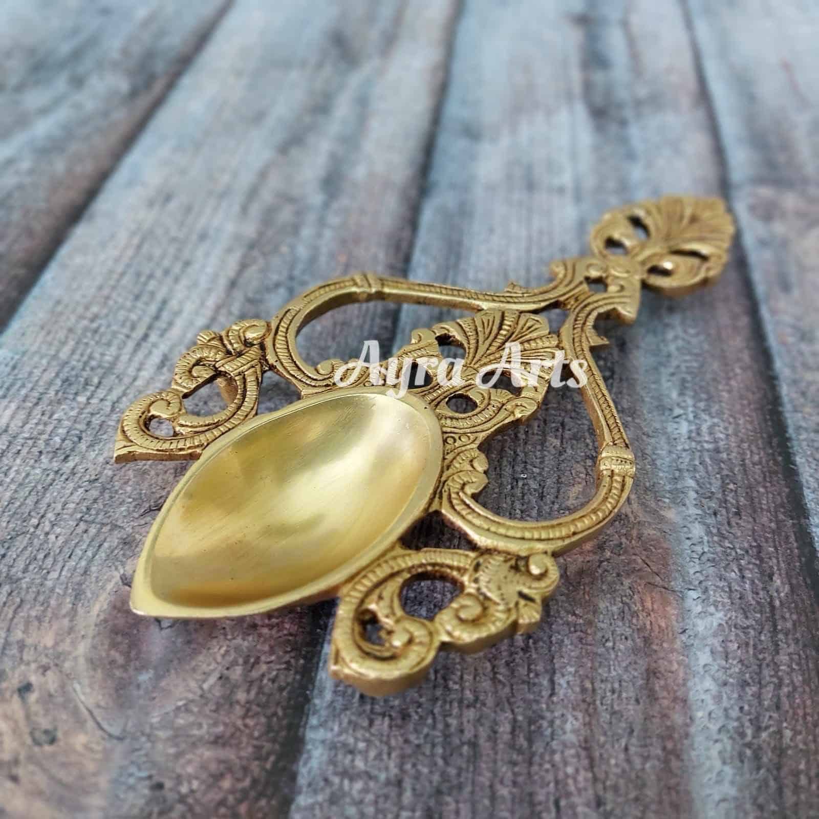 Brass Pooja Chammach/Spoon/Harathi - 7.7 inch Length | Ritual Essential Brass Pooja Chammach/Spoon/Harathi - 7.7 inch Length | Ritual Essential