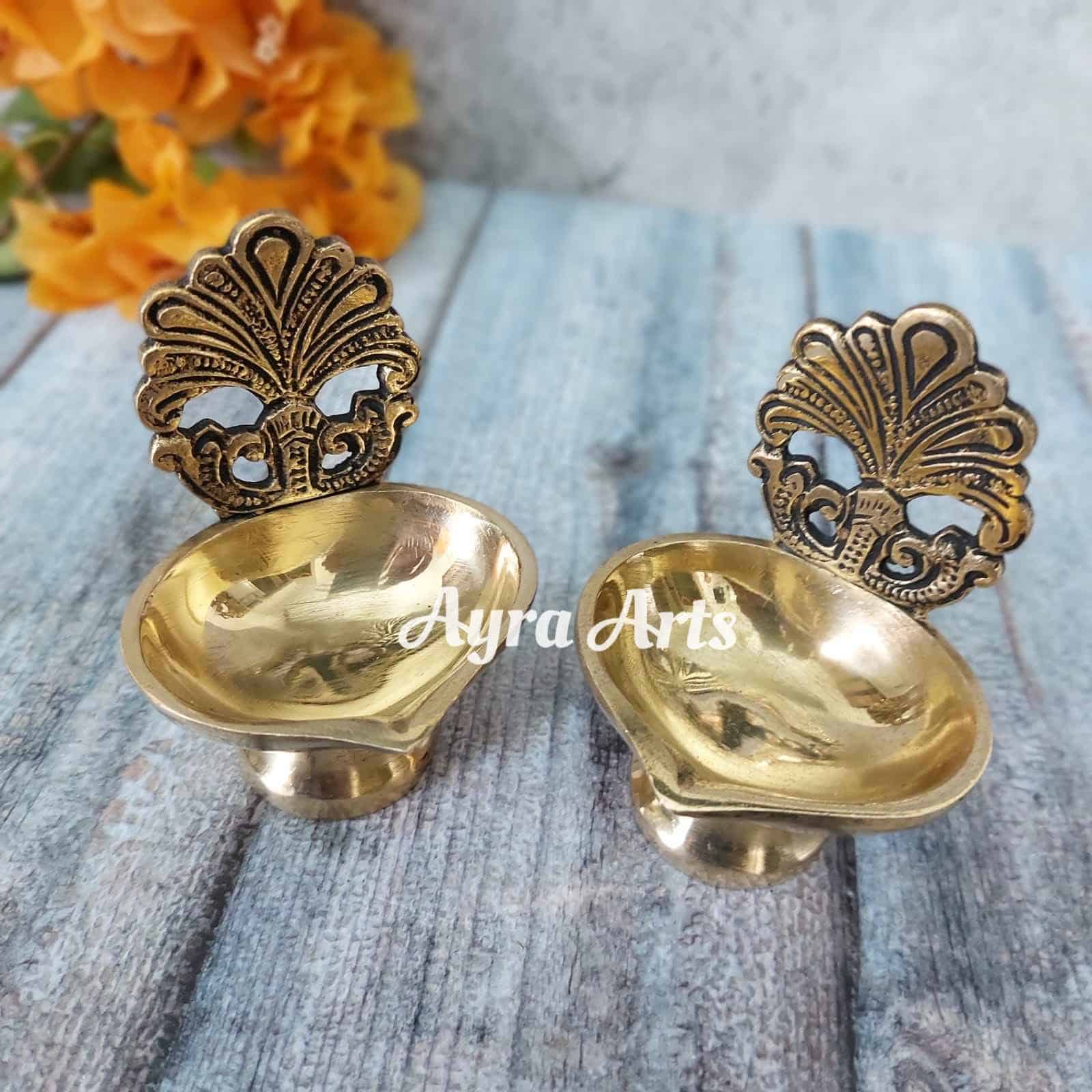 Brass Deepak/Diya for Daily Use - Pair - 3.7 inch Height | Sacred Illumination Brass Deepak/Diya for Daily Use - Pair - 3.7 inch Height | Sacred Illumination