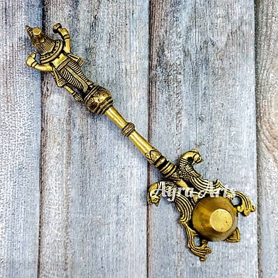 Brass Super Fine Vishnu Murti Aarti Spoon - 11 inch Height | Sacred Ritual Brass Super Fine Vishnu Murti Aarti Spoon - 11 inch Height | Sacred Ritual