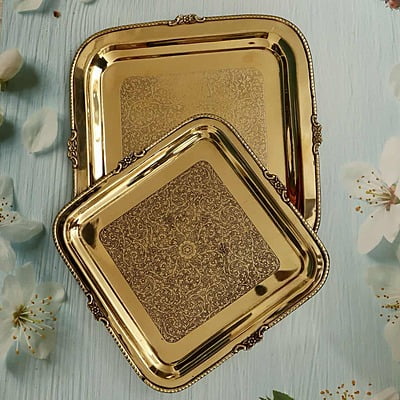 Brass Decorative Square Shape Embossed Plate / Tray in Sizes Brass Decorative Square Shape Embossed Plate / Tray in Sizes